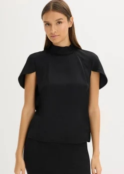Blouse élégante à manches courtes en satin brillant