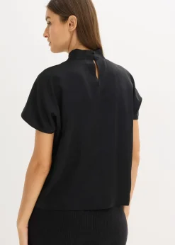 Blouse élégante à manches courtes en satin brillant