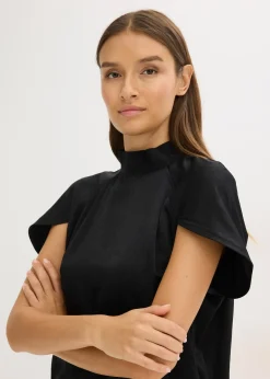 Blouse élégante à manches courtes en satin brillant
