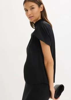 Blouse élégante à manches courtes en satin brillant