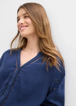 Blouse longue en gaze de coton légère