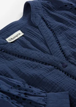 Blouse longue en gaze de coton légère