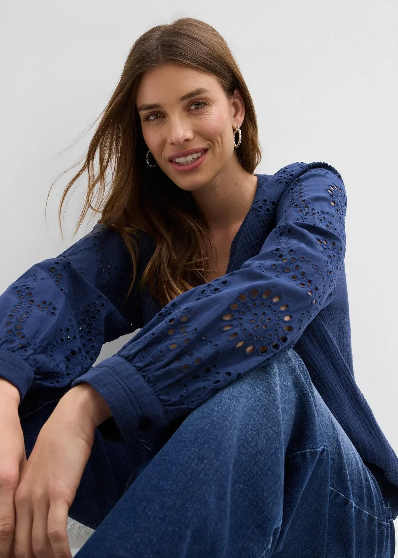 Blouse longue en gaze de coton légère