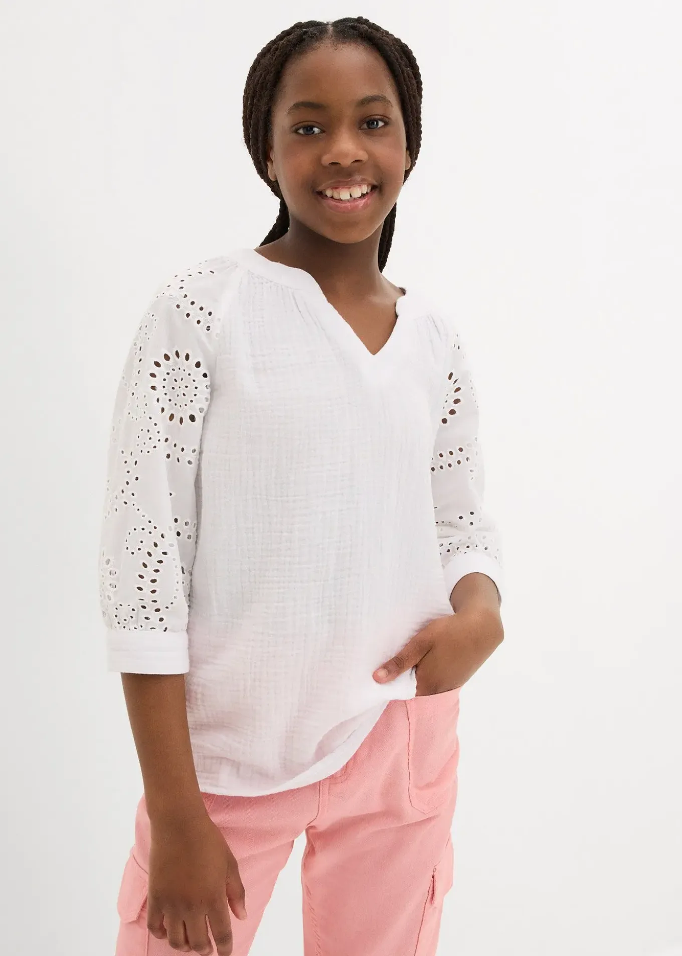 Blouse longue en gaze de coton légère