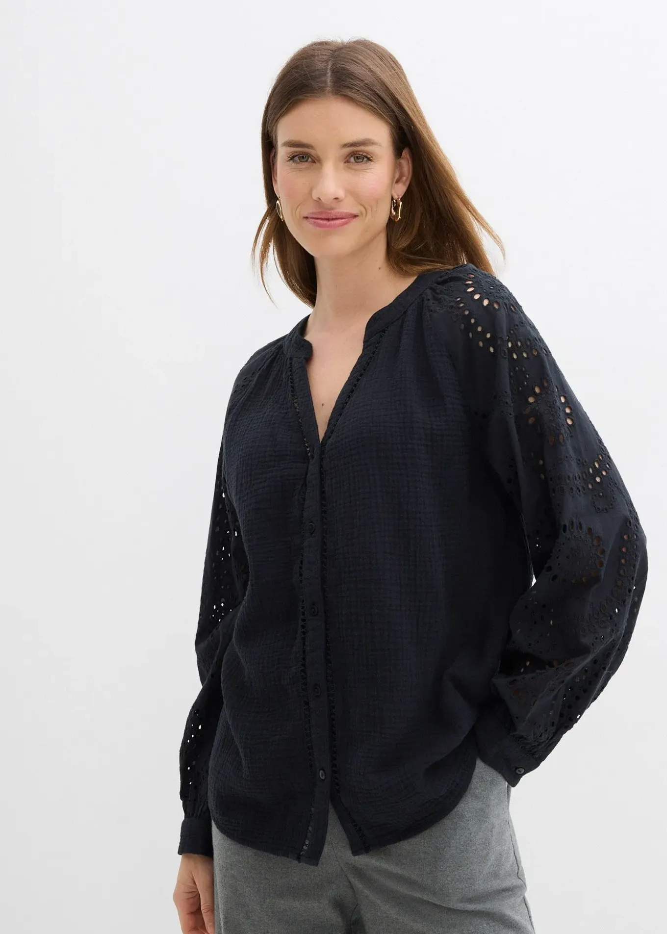 Blouse longue en gaze de coton légère