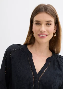 Blouse longue en gaze de coton légère