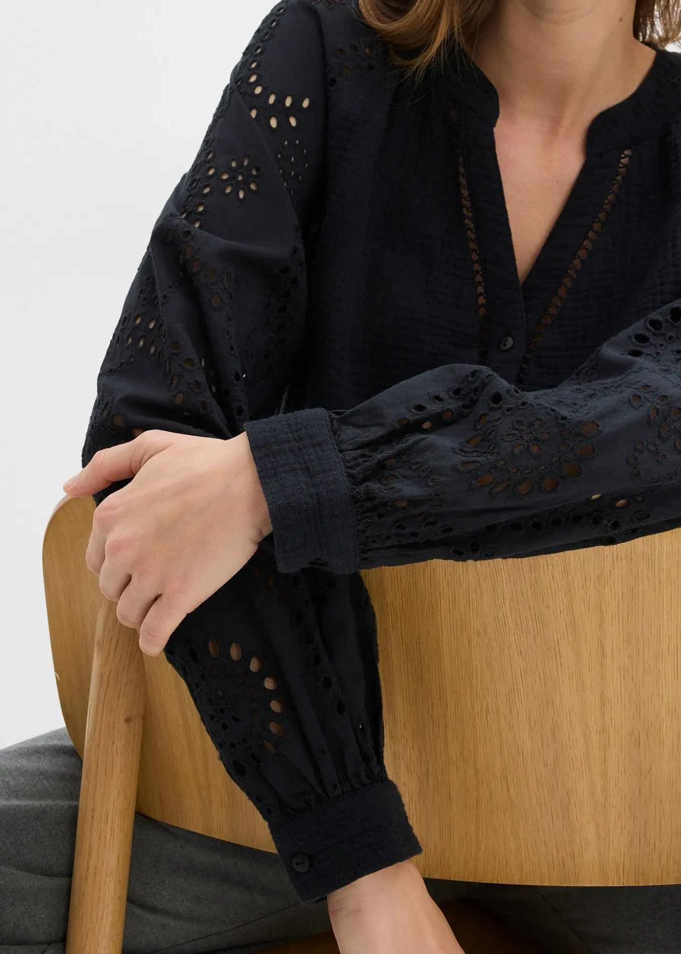 Blouse longue en gaze de coton légère