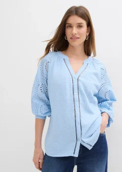 Blouse longue en gaze de coton légère