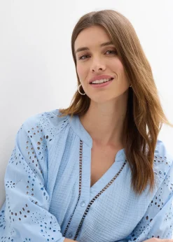 Blouse longue en gaze de coton légère