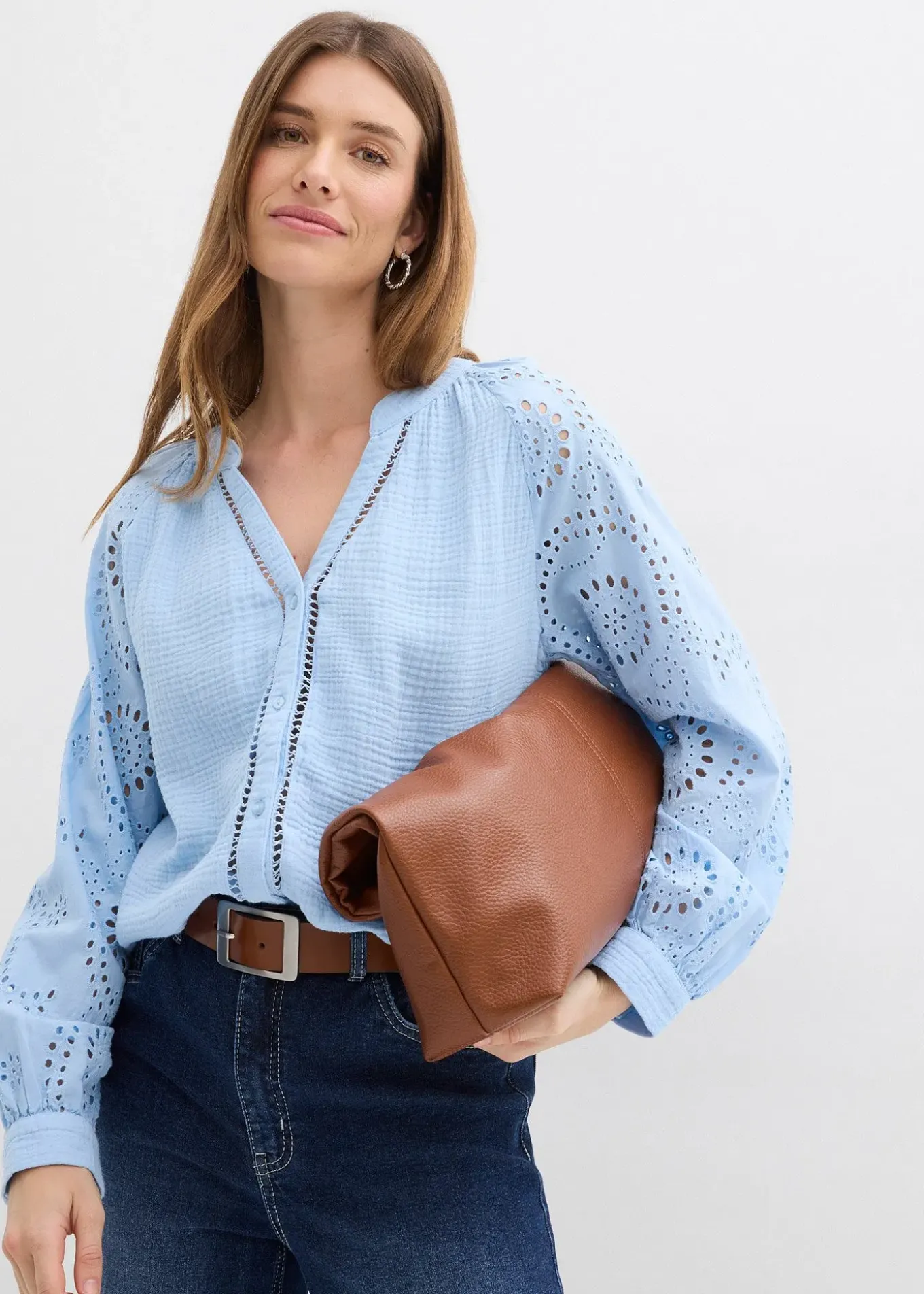 Blouse longue en gaze de coton légère