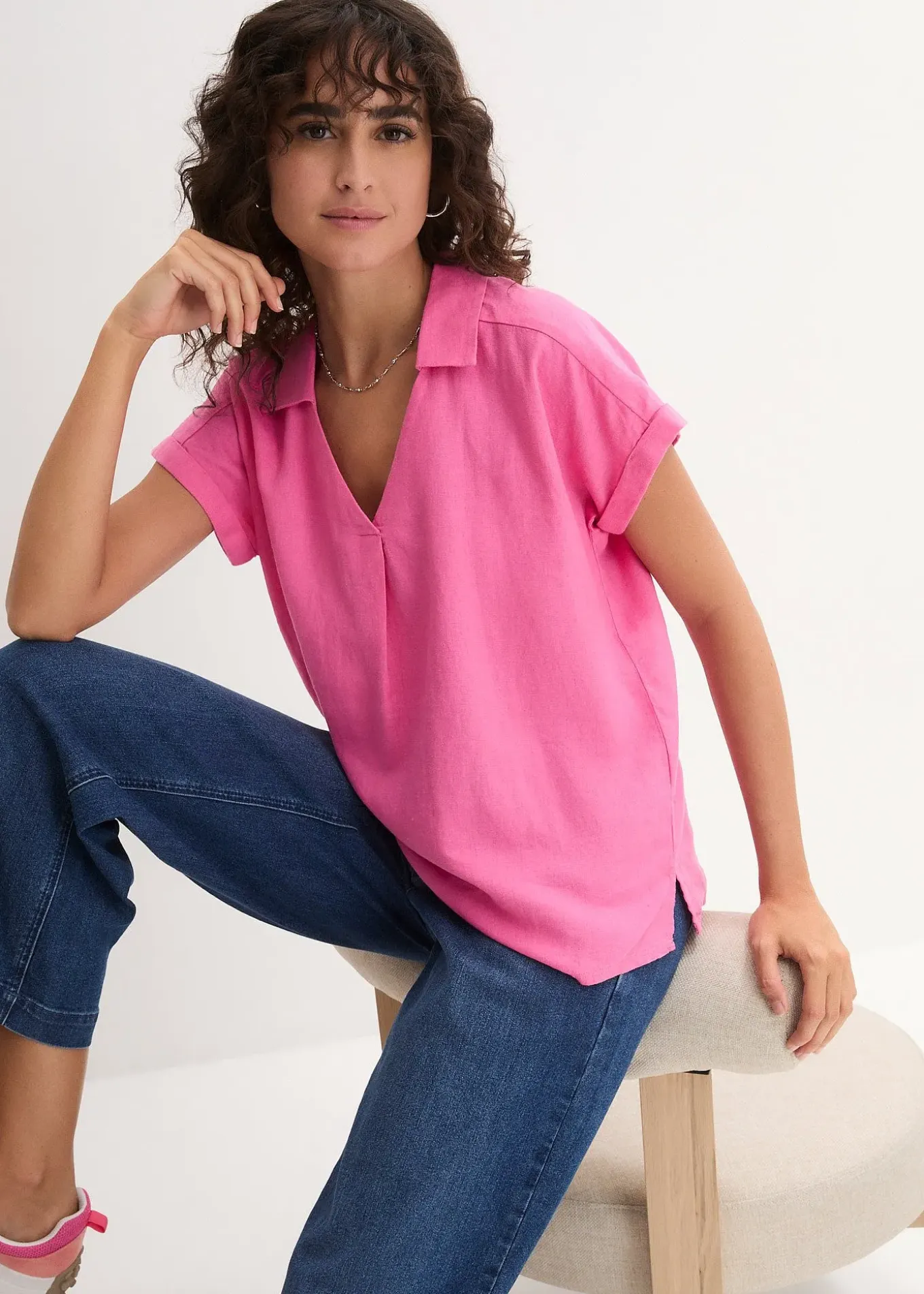 Blouse longue et légère en lin mélangé