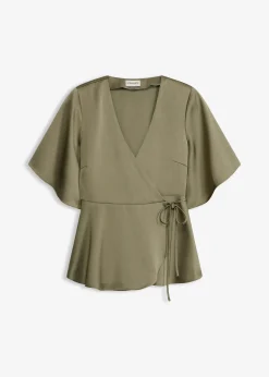 Blouse manches courtes à décolleté plongeant