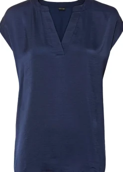 Blouse manches courtes ample en satin avec épaules descendues