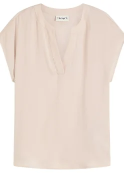 Blouse manches courtes ample en satin avec épaules descendues