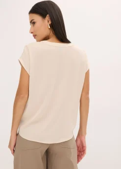 Blouse manches courtes ample en satin avec épaules descendues