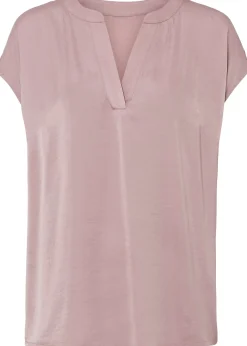 Blouse manches courtes ample en satin avec épaules descendues