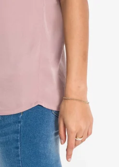 Blouse manches courtes ample en satin avec épaules descendues