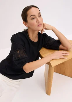 Blouse manches courtes contenant du lin