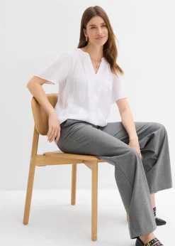 Blouse manches courtes, effet froissé