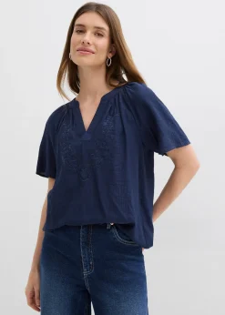 Blouse manches courtes, effet froissé