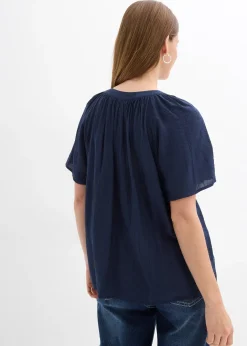 Blouse manches courtes, effet froissé