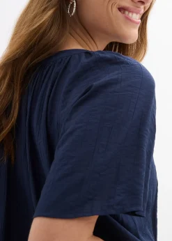 Blouse manches courtes, effet froissé