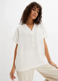 Blouse manches courtes en gaze de coton