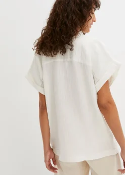 Blouse manches courtes en gaze de coton