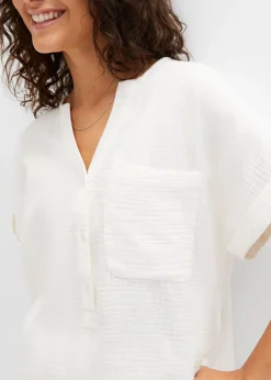 Blouse manches courtes en gaze de coton