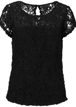 Blouse manches courtes en dentelle