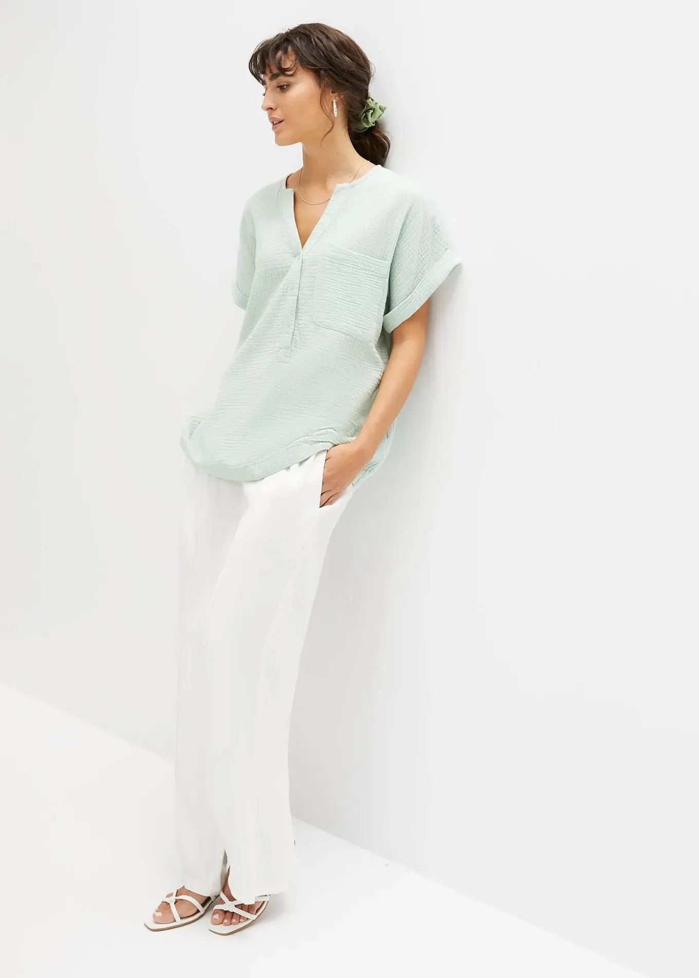 Blouse manches courtes en gaze de coton