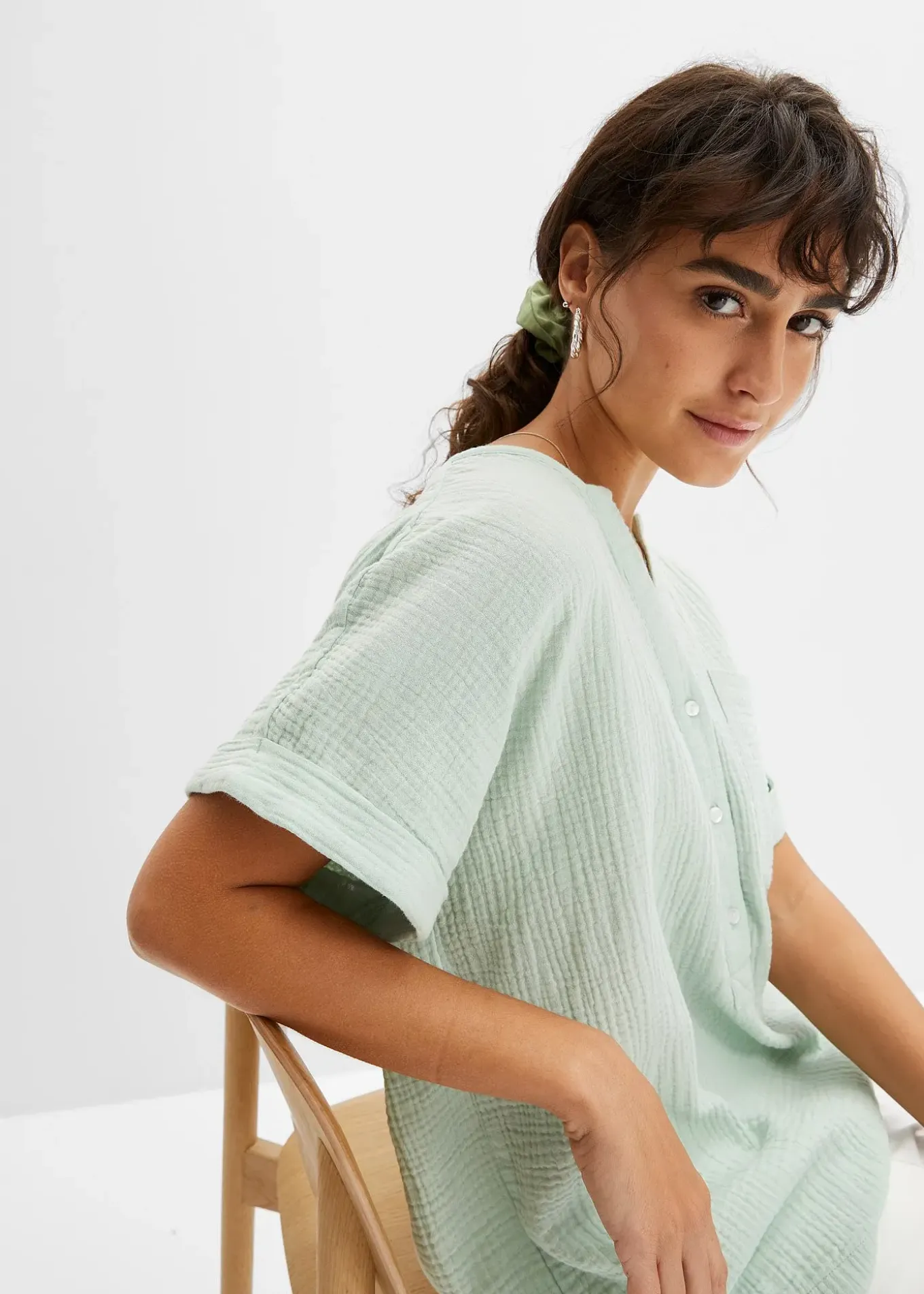 Blouse manches courtes en gaze de coton