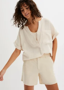 Blouse manches courtes en gaze de coton