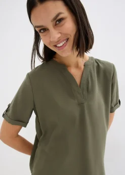 Blouse manches courtes en viscose mélangée