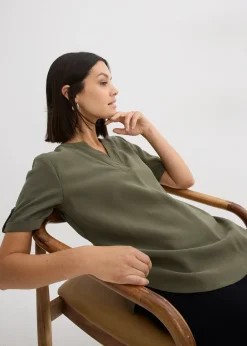 Blouse manches courtes en viscose mélangée