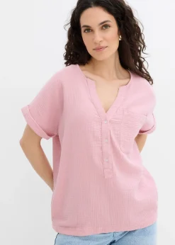 Blouse manches courtes en gaze de coton