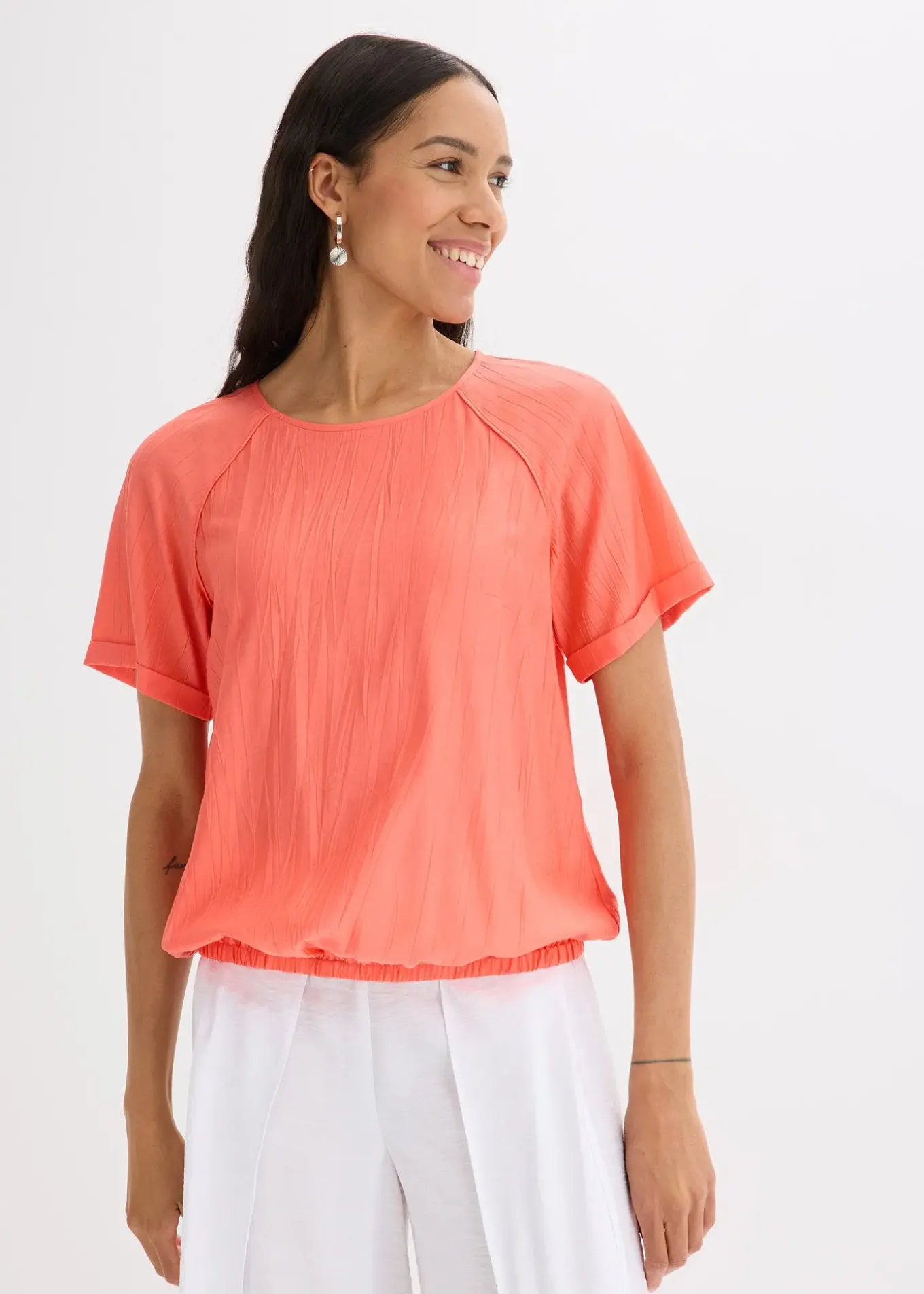 Blouse manches courtes en viscose mélangée