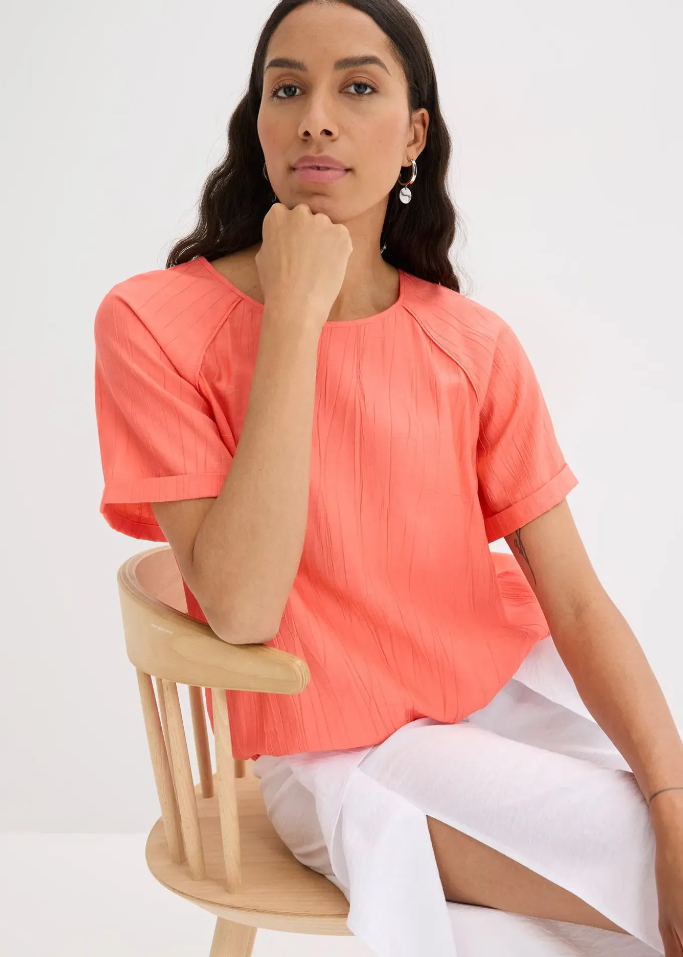 Blouse manches courtes en viscose mélangée