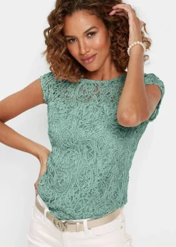 Blouse manches courtes en dentelle