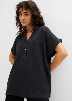 Blouse manches courtes en gaze de coton