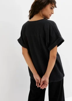 Blouse manches courtes en gaze de coton