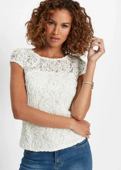 Blouse manches courtes en dentelle