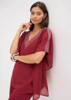 Blouse oversize à empiècement orné de sequins