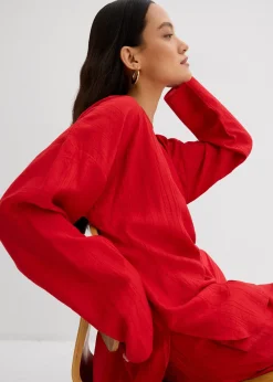 Blouse oversize en crépon de viscose mélangée