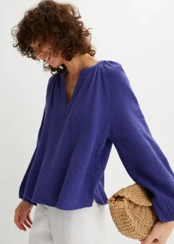 Blouse oversize en gaze de coton