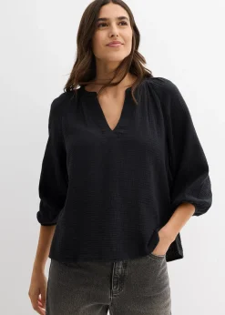 Blouse oversize en gaze de coton