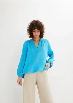Blouse oversize en gaze de coton