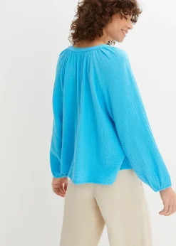 Blouse oversize en gaze de coton