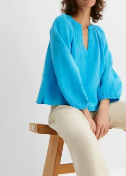 Blouse oversize en gaze de coton