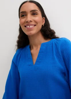 Blouse oversize en gaze de coton